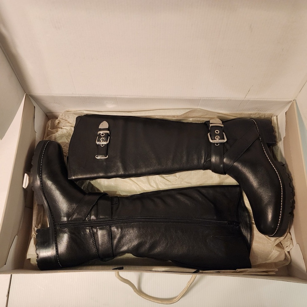 Marc Fisher Knee High Genuine Soft Leather Biker/Motto Style Boots - Black sz6.5 - Picture 5 of 16